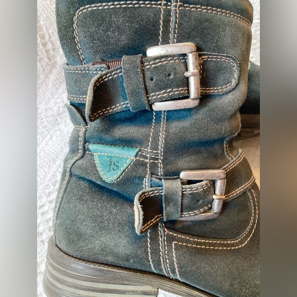 Turquoise Suede Boots Sz 39 - Picture 4 of 7